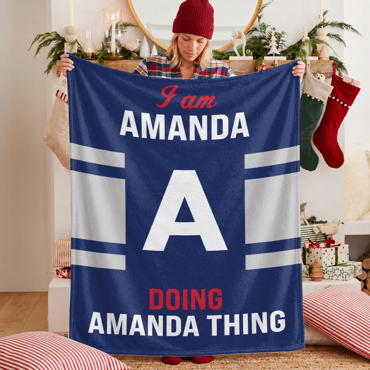 I'm Name Doing Name Things Navy Fleece Blanket AMANDA 13K1 BK51