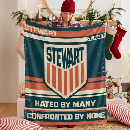 Hated By Many Confronted By None Retro Fleece Blanket STEWART 13K1 BK58
