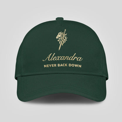 Never Back Down Lion And Sword Sage Green Cap ALEXANDRA 13K1 C178PF