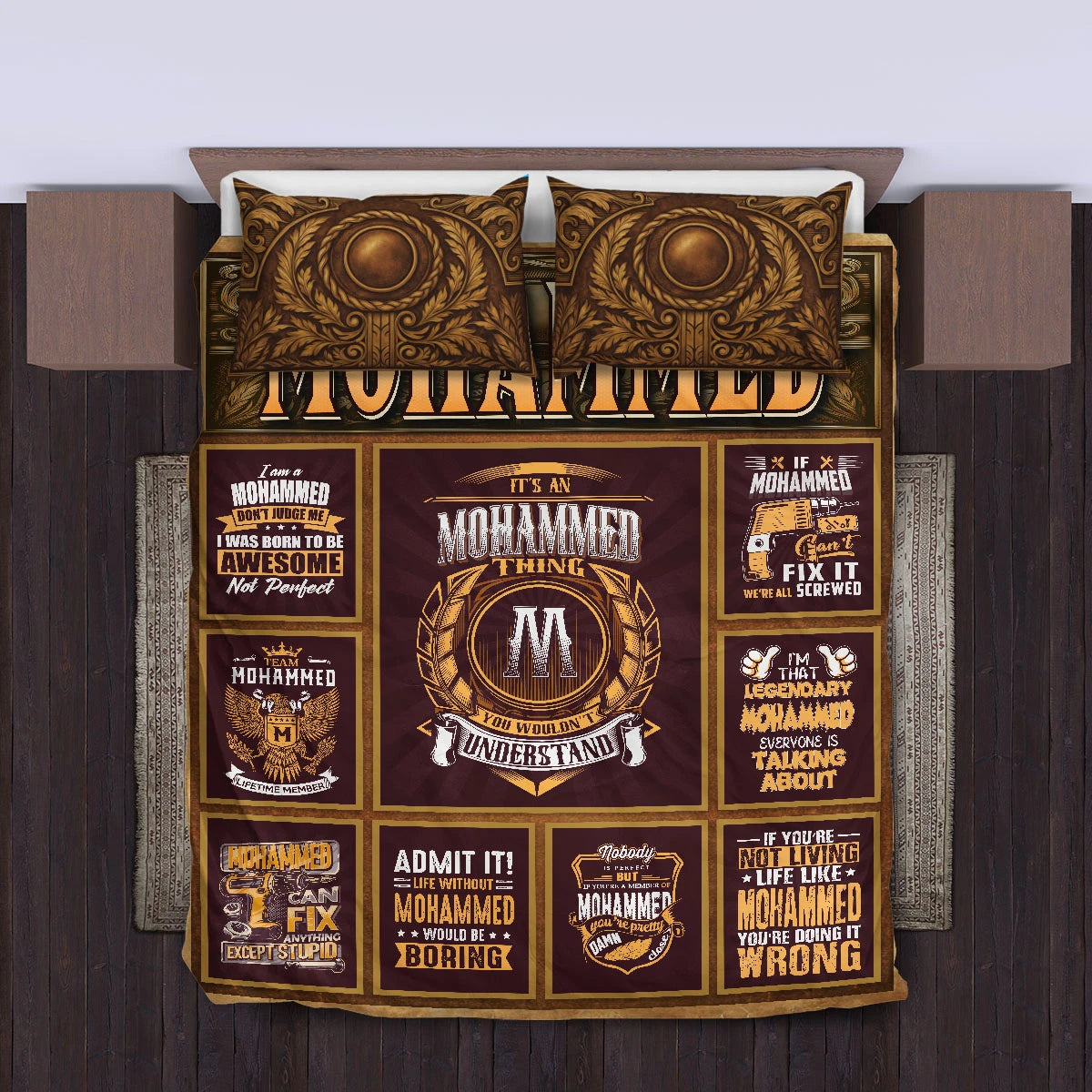 MOHAMMED Limited Edition Personalized Bedding Set 13K1-BS3