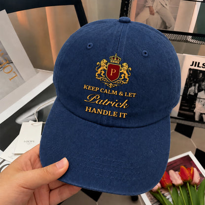 Keep Calm & Let Your Name Handle It Royal Blue Washed Cap PATRICK 13K1 C115PF