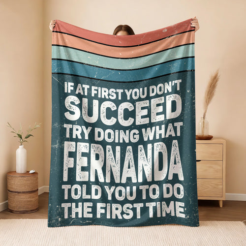 If At First You Don’t Succeed Retro Green Fleece Blanket FERNANDA 13K1 BK29