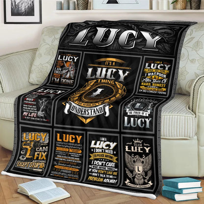 LUCY Personalized Blanket | Custom Name Cozy Throw Gift 13K2-BK2