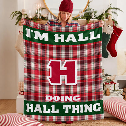 I'm Name Doing Name Things Red Plaid Fleece Blanket HALL 13K1 BK49