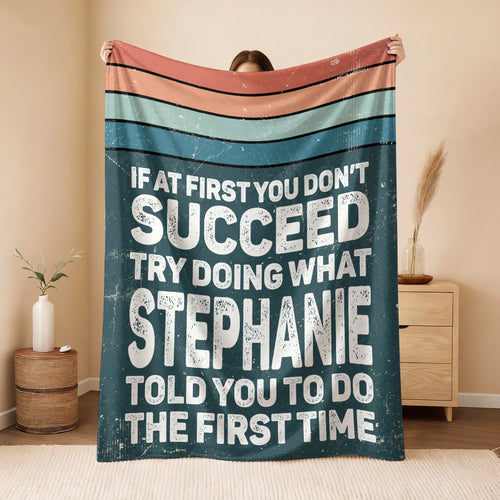 If At First You Don’t Succeed Retro Green Fleece Blanket STEPHANIE 13K1 BK29