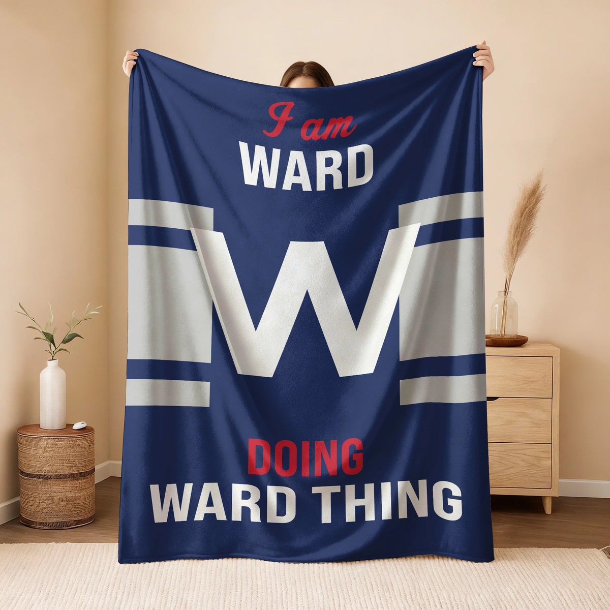I'm Name Doing Name Things Navy Fleece Blanket WARD 13K1 BK51