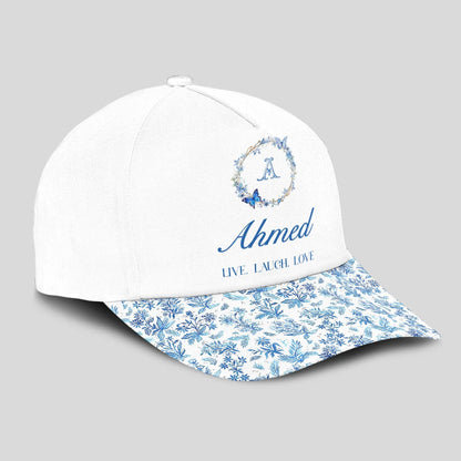 Live Laugh Love Blue Flowers Cap AHMED 13K1 C50PF