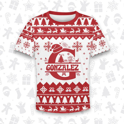 GONZALEZ Personalized Christmas T-Shirt Pajama Set - Holiday Gift Outfit 13K1-CR2