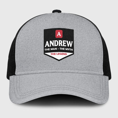 The Man The Myth The Legend Gray Mesh Cap ANDREW 13K1 C189PF