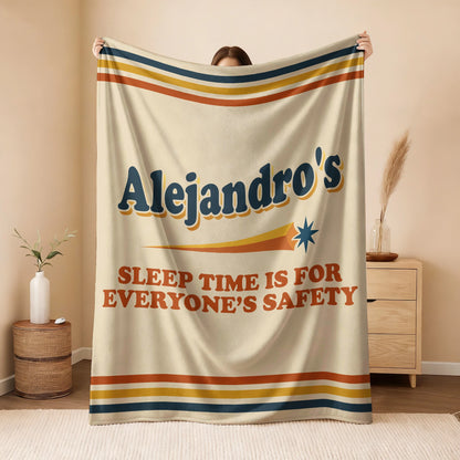 Your Name's Sleep Time Funny Retro Fleece Blanket ALEJANDRO 13K1 BK67