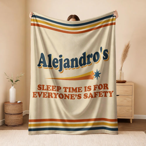 Your Name's Sleep Time Funny Retro Fleece Blanket ALEJANDRO 13K1 BK67