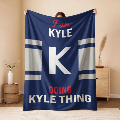 I'm Name Doing Name Things Navy Fleece Blanket KYLE 13K1 BK51
