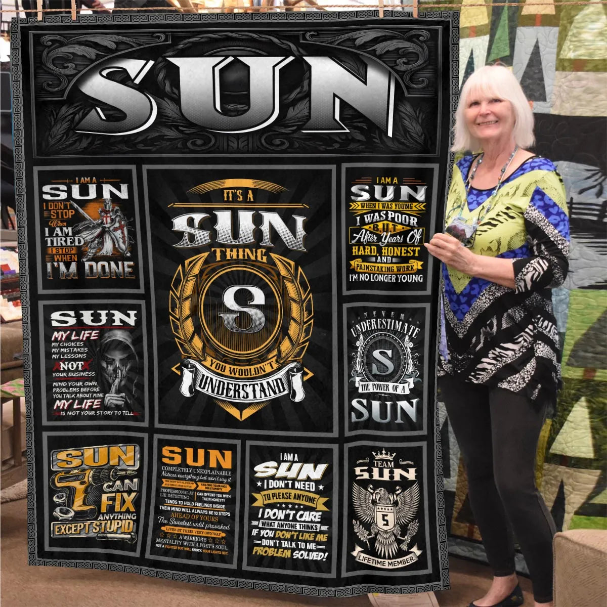 SUN Personalized Blanket | Custom Name Cozy Throw Gift 13K3-BK2
