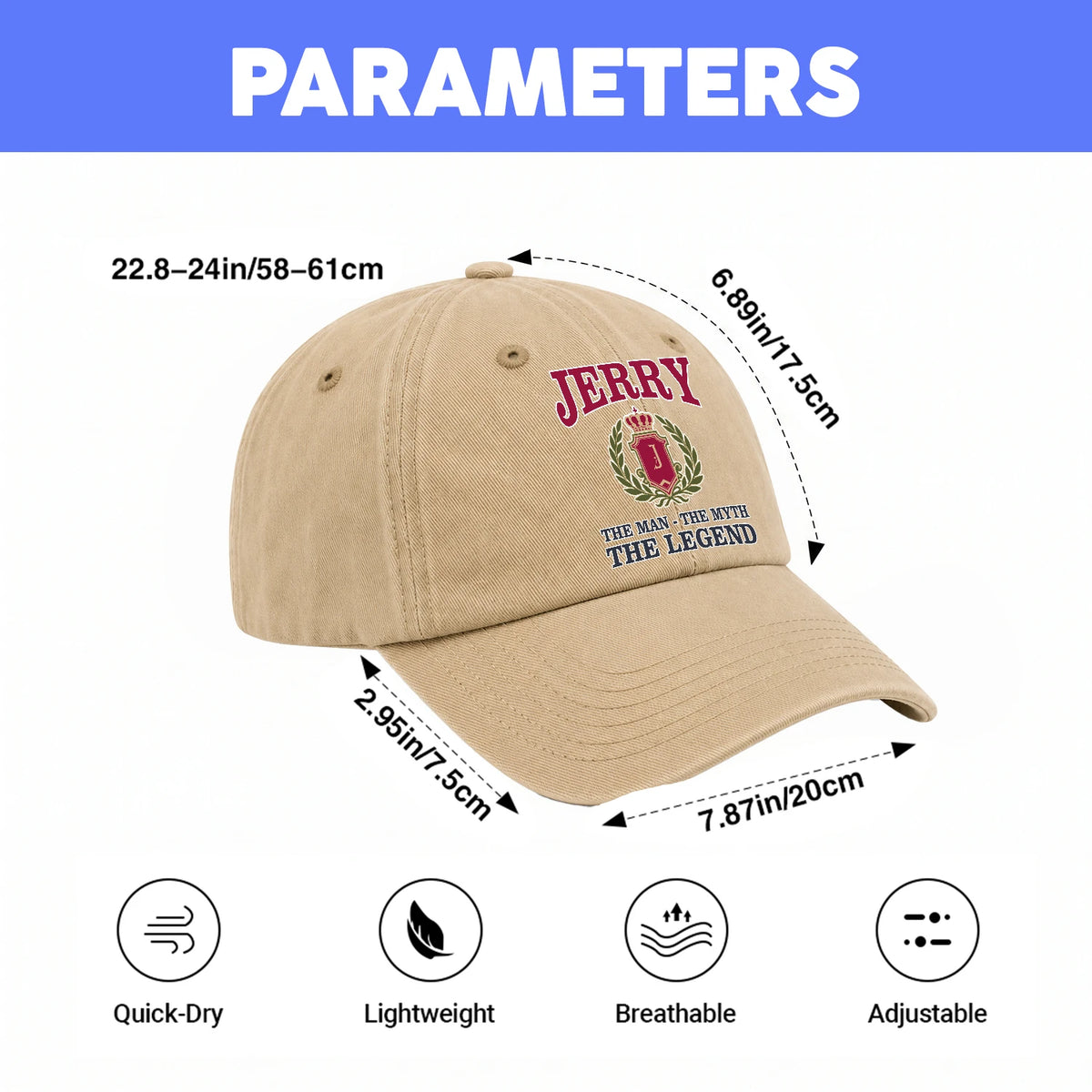 The Man The Myth The Legend Royal Khaki Cap JERRY 13K1 C116PF