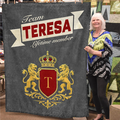 Team Your Name Lifetime Member Charcoal Blanket TERESA 13K1 BK20