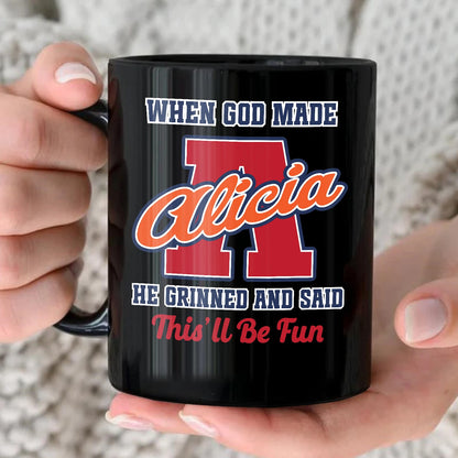 When God Made Your Name Personalized Baseball Mug ALICIA 13K1 MG07