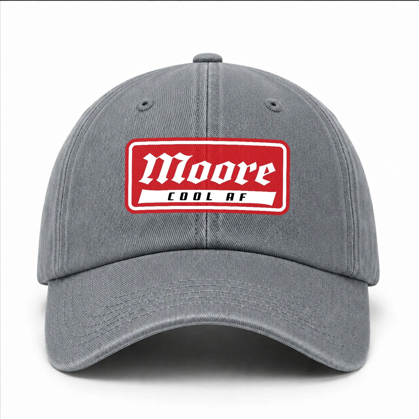 Your Name Cool Af Red Logo Funny Washed Cap MOORE 13K1 C79PF