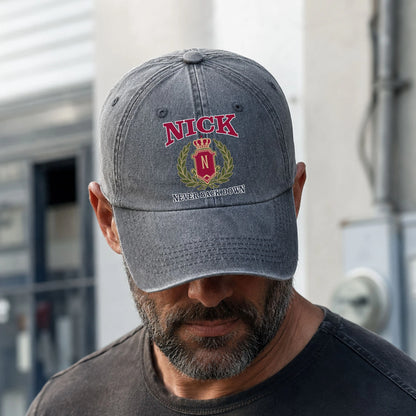 Your Name Never Back Down Royal Washed Cap NICK 13K1 C77PF