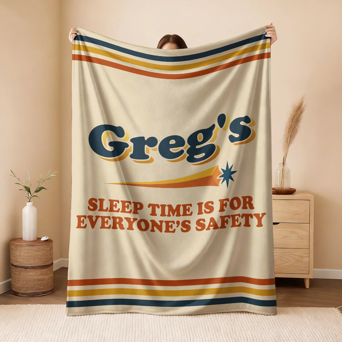 Your Name's Sleep Time Funny Retro Fleece Blanket GREG 13K1 BK67