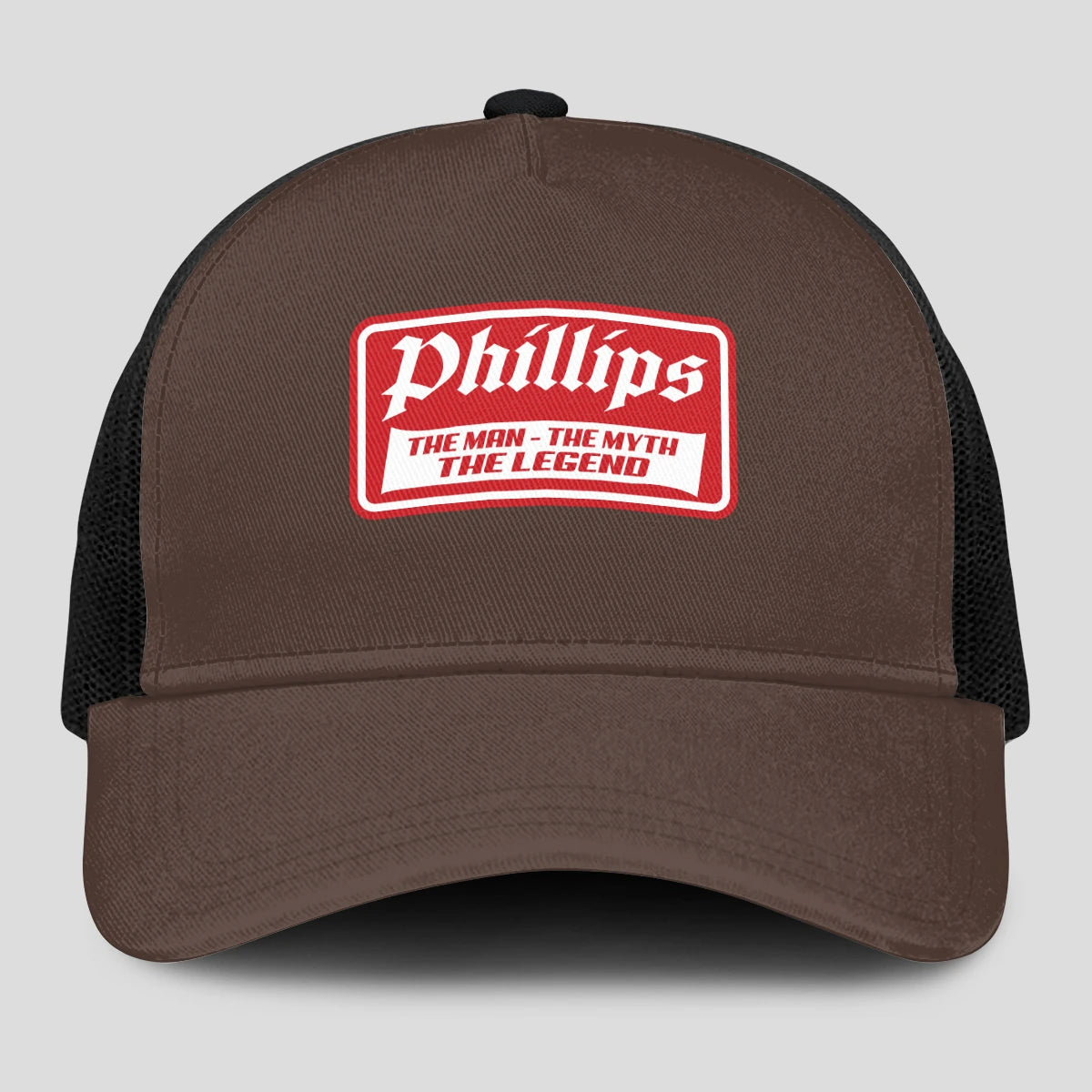 The Man The Myth The Legend Red Logo Brown Mesh Cap PHILLIPS 13K1 C203PF