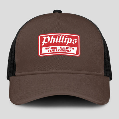 The Man The Myth The Legend Red Logo Brown Mesh Cap PHILLIPS 13K1 C203PF