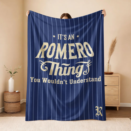 Your Name Thing Striped Blue Fleece Blanket ROMERO 13K1 BK23