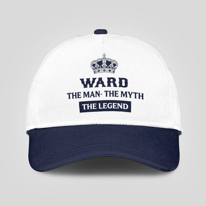 The Man The Myth The Legend King Crown Blue And White Cap WARD 13K1 C147PF