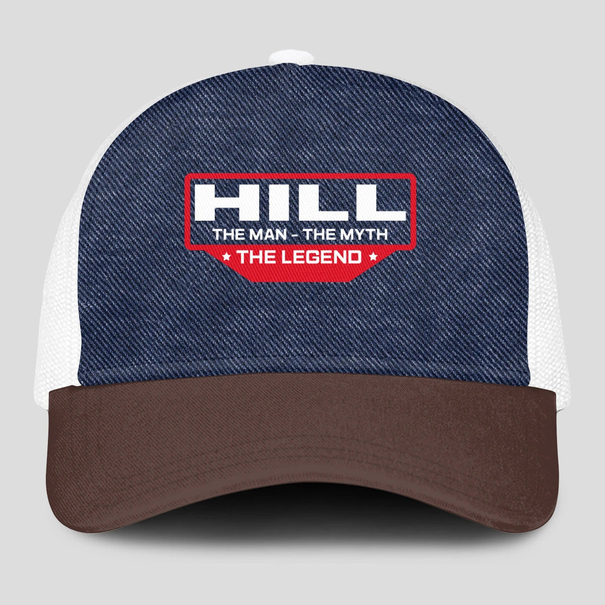 The Man The Myth The Legend Navy Brown And White Mesh Cap HILL 13K1 C200PF