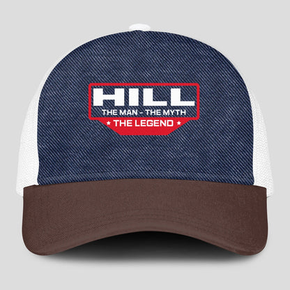 The Man The Myth The Legend Navy Brown And White Mesh Cap HILL 13K1 C200PF