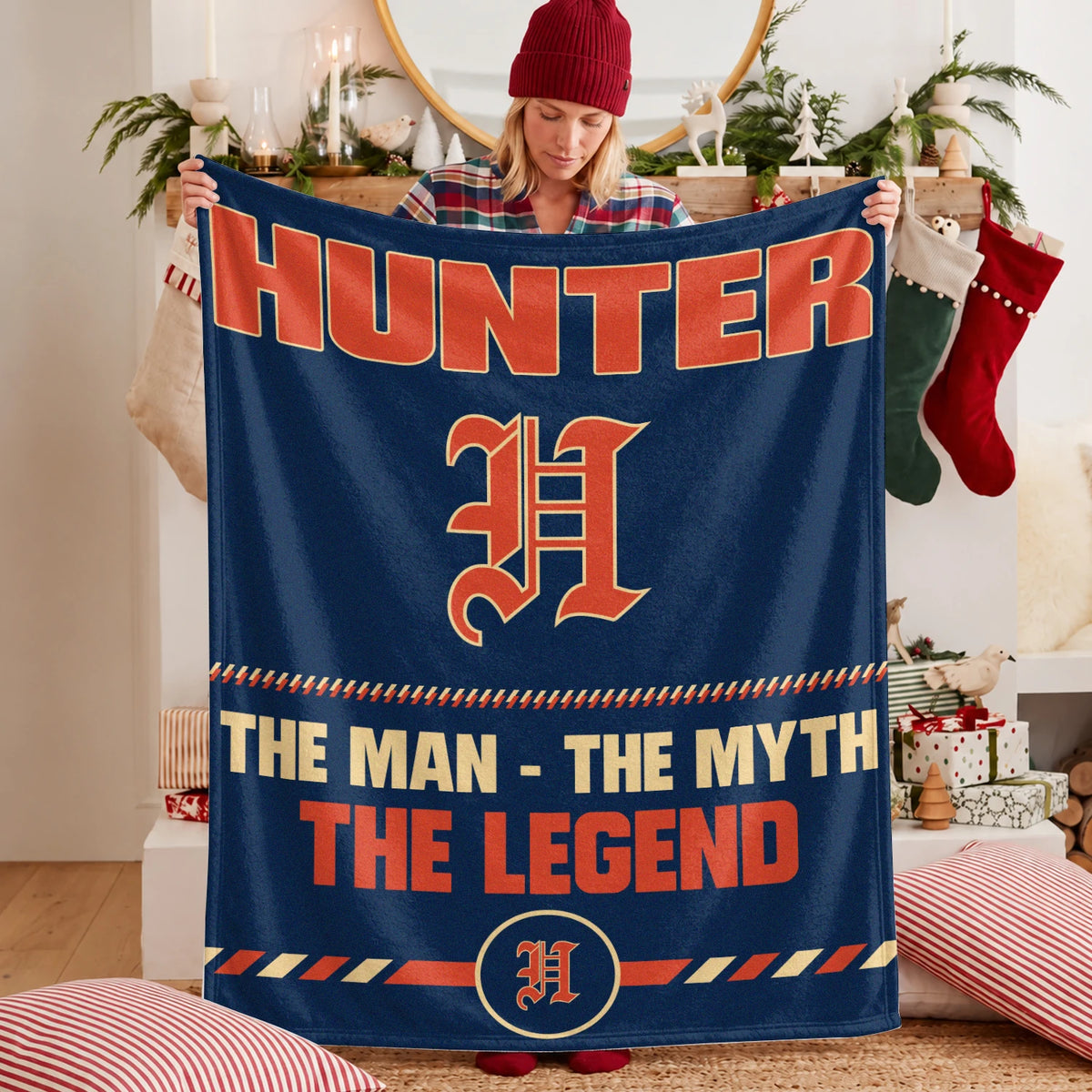 The Man The Myth The Legend Retro Fleece Blanket HUNTER 13K1 BK53