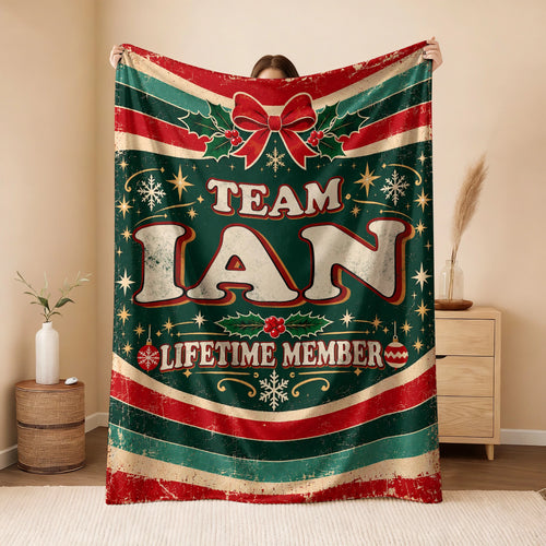 Team Your Name Lifetime Member Christmas Fleece Blanket IAN 13K1 BK52
