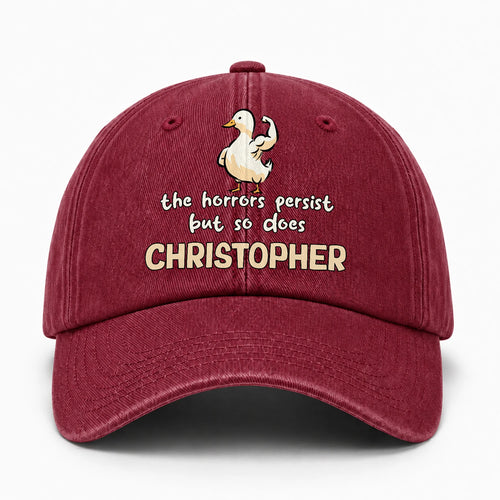 The Horrors Persist But So Does Your Name Funny Goose Burgundy Washed Cap CHRISTOPHER 13K1 C126PF