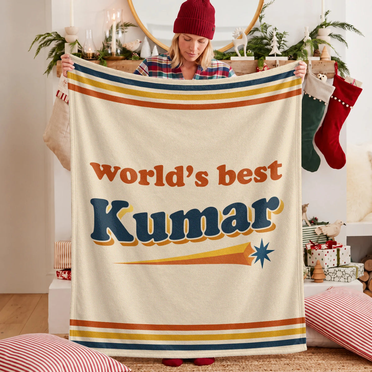 World's Best Your Name Retro Fleece Blanket KUMAR 13K1 BK64