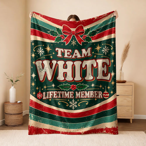 Team Your Name Lifetime Member Christmas Fleece Blanket WHITE 13K1 BK52