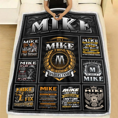 MIKE Personalized Blanket | Custom Name Cozy Throw Gift 13K1-BK2