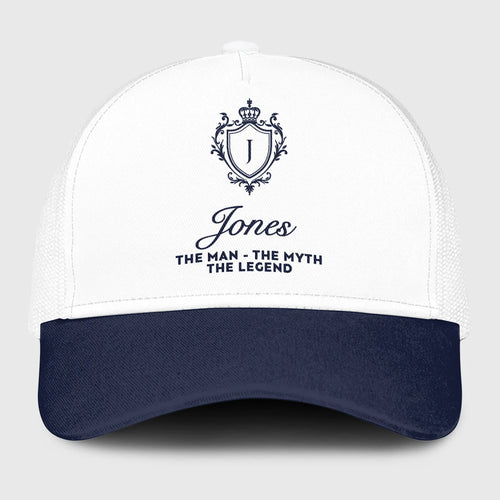 The Man The Myth The Legend Blue And White Baseball Mesh Cap JONES 13K1 C186PF