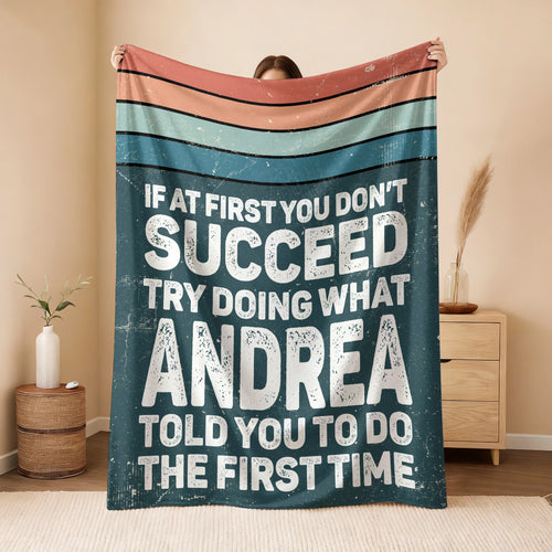 If At First You Don’t Succeed Retro Green Fleece Blanket ANDREA 13K1 BK29