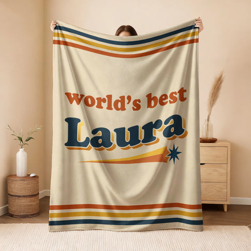 World's Best Your Name Retro Fleece Blanket LAURA 13K1 BK64