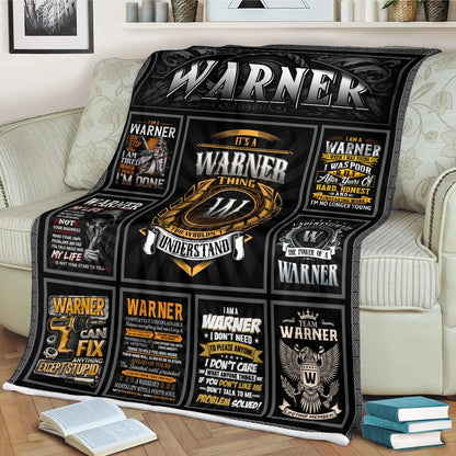 WARNER Personalized Blanket | Custom Name Cozy Throw Gift 13K4-BK2