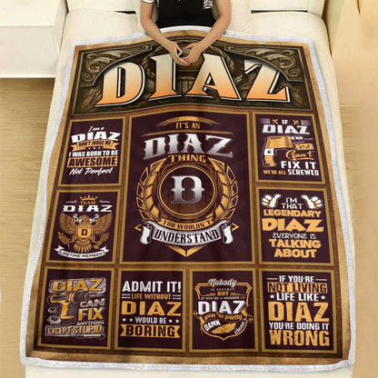 DIAZ Personalized Blanket | Custom Name Cozy Throw Gift 13K1-BK4