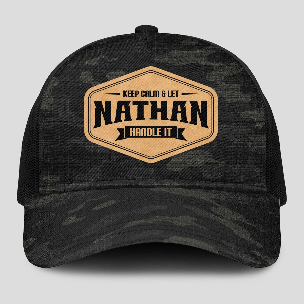 Keep Calm & Let Your Name Handle It Dark Camo Mesh Cap NATHAN 13K1 C195PF