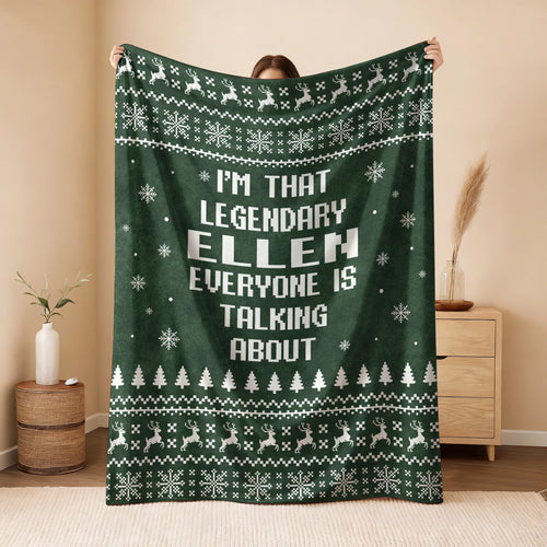 Legendary Your Name Funny Green Christmas Fleece Blanket ELLEN 13K1 BK43