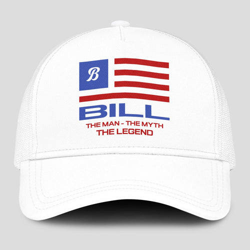 The Man The Myth The Legend America Flag Mesh Cap BILL 13K1 C193PF