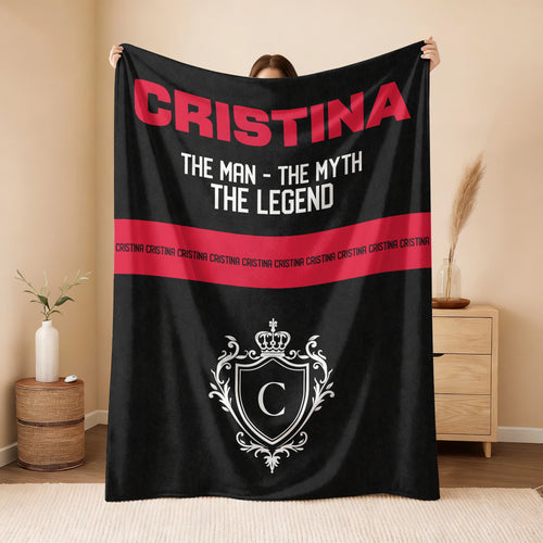 The Man The Myth The Legend Black Red Fleece Blanket CRISTINA 13K1 BK14