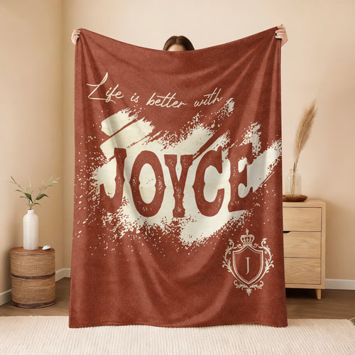 Life Is Better With Your Name Terracotta Cream Fleece Blanket JOYCE 13K1 BK30