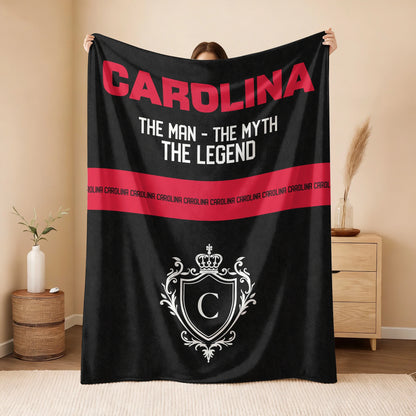The Man The Myth The Legend Black Red Fleece Blanket CAROLINA 13K1 BK14