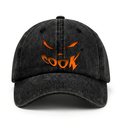 Stay Hungry Pumpkin Chasing Ghosts Funny Washed Cap COOK 13K1 C101PF