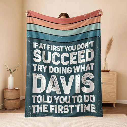 If At First You Don’t Succeed Retro Green Fleece Blanket DAVIS 13K1 BK29