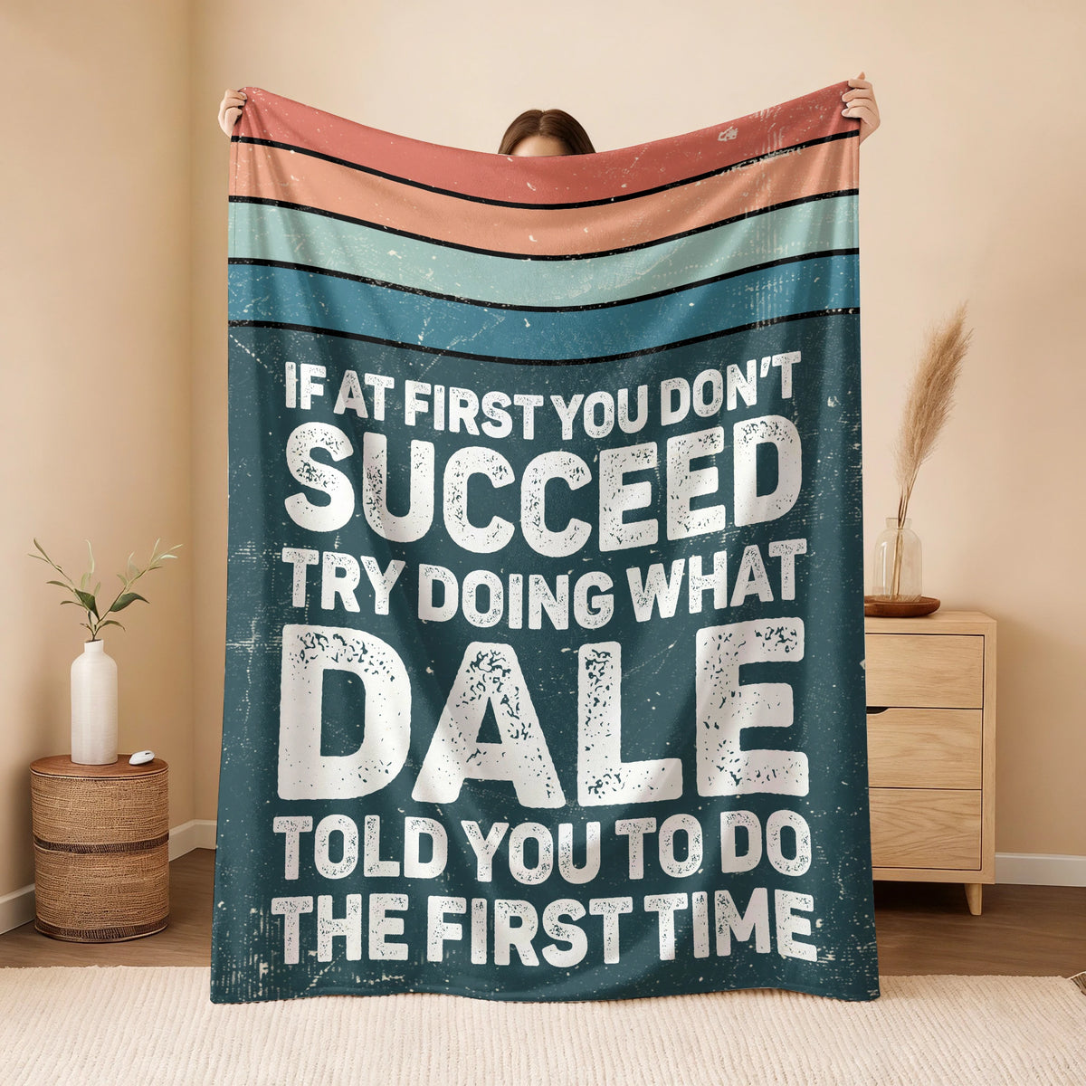 If At First You Don’t Succeed Retro Green Fleece Blanket DALE 13K1 BK29