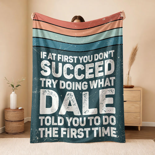 If At First You Don’t Succeed Retro Green Fleece Blanket DALE 13K1 BK29